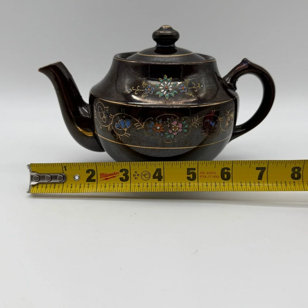 Vintage Japanese Teapot Occupied Japan Hand Painted Ornate Floral Gold Gilt MG